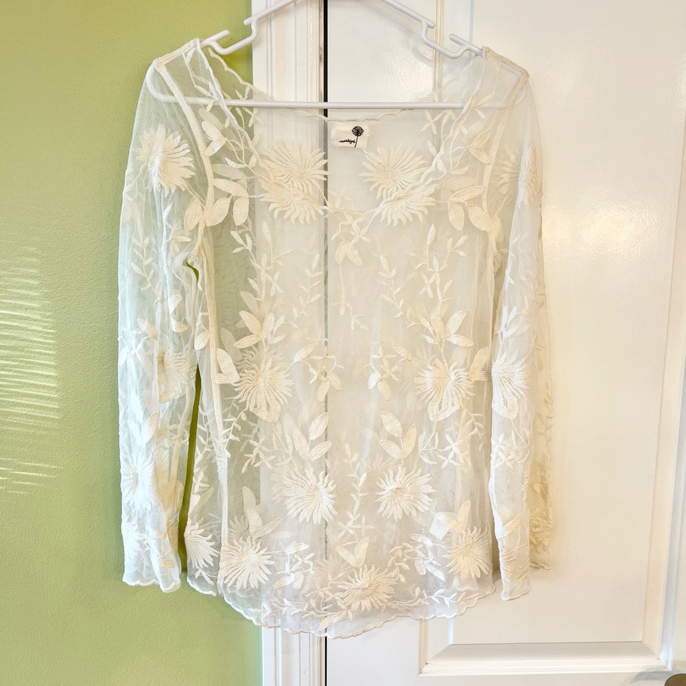 EUC Cream Mesh Blouse